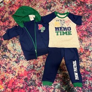 Nickelodeon Green and Blue Paw Patrol pants top jacket set 4T NWT